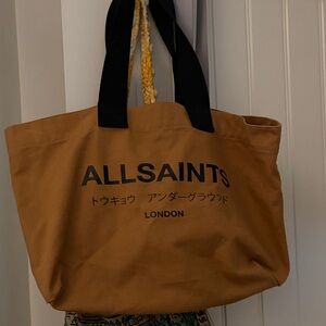 All Saints Brown Tote with Black Handles